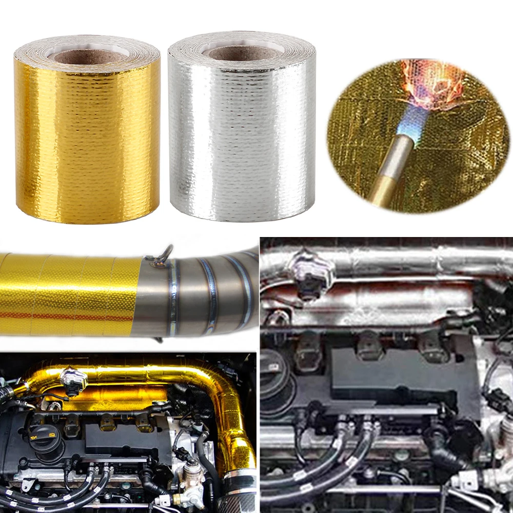 2.5/5/10cm 1m 2m 5m 10m Car Motorcycle Exhaust Wrap Pipe Header Heat Insulation Roll Tape Turbo Heat Exhaust Thermal Wrap Tape