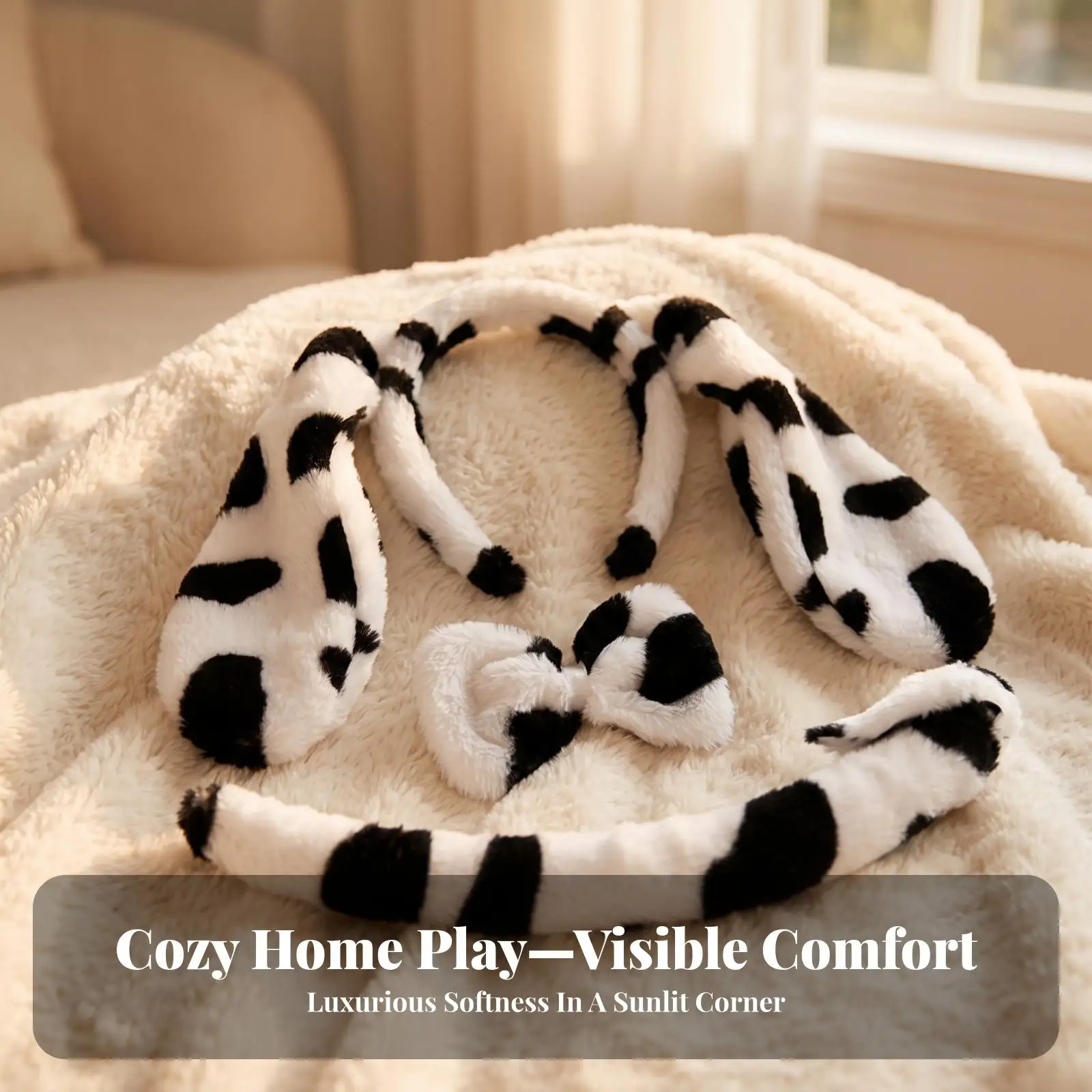Cute Furry Dog Costume Headwear Accessory Set for Stage Dance Performance Holiday Events