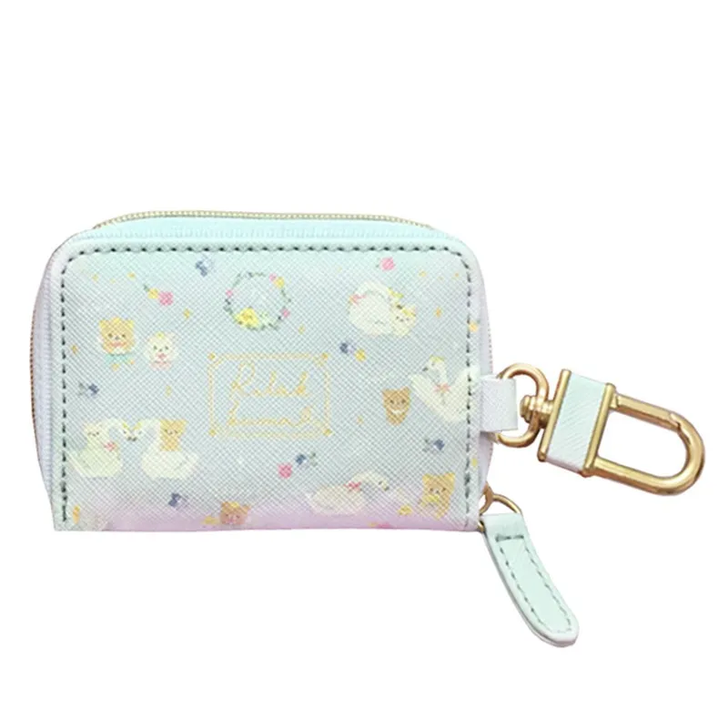 

Cute Rilakkuma Key Wallets Holder for Women Cartoon Bear Kawaii Key Organizer Protector Leather Key Case Pouch Bag