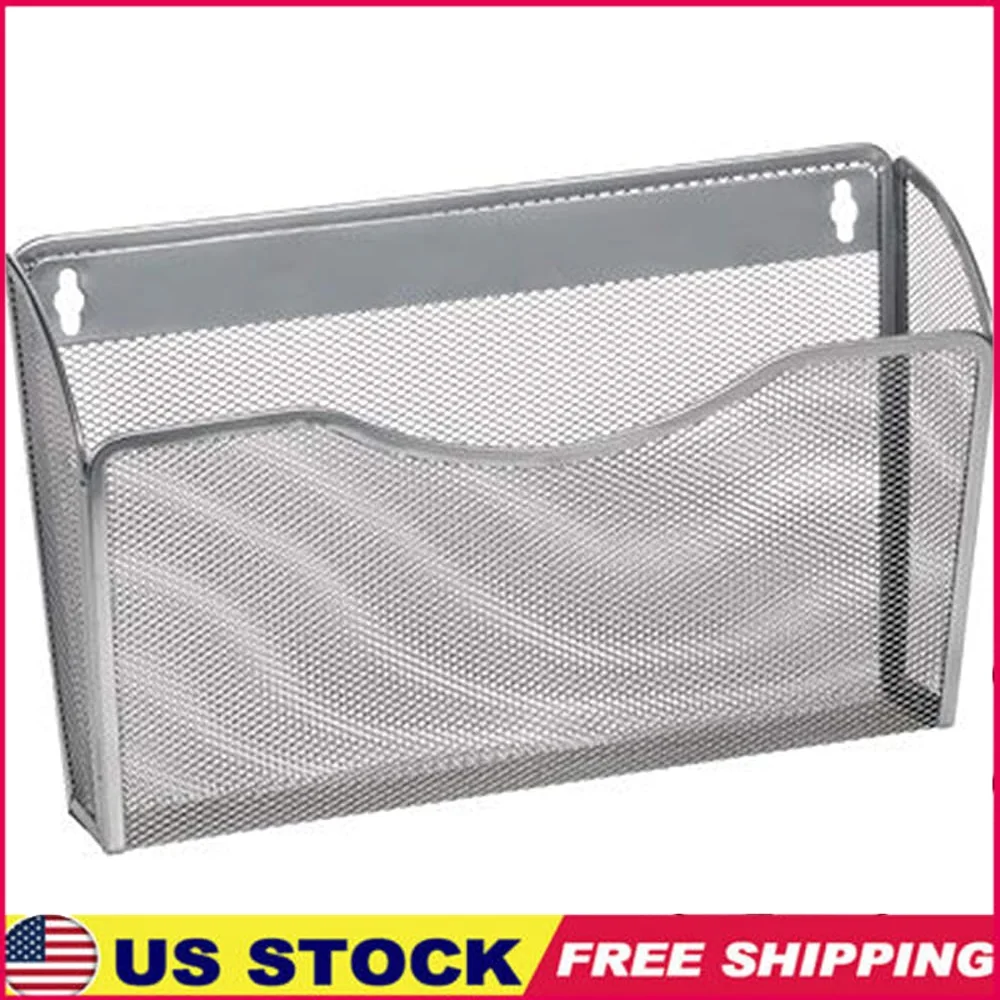 

Durable Metal Wall Mount File Organizer Single Pocket Holder Home Office Documents Letters Folders Easy Access Space Saving