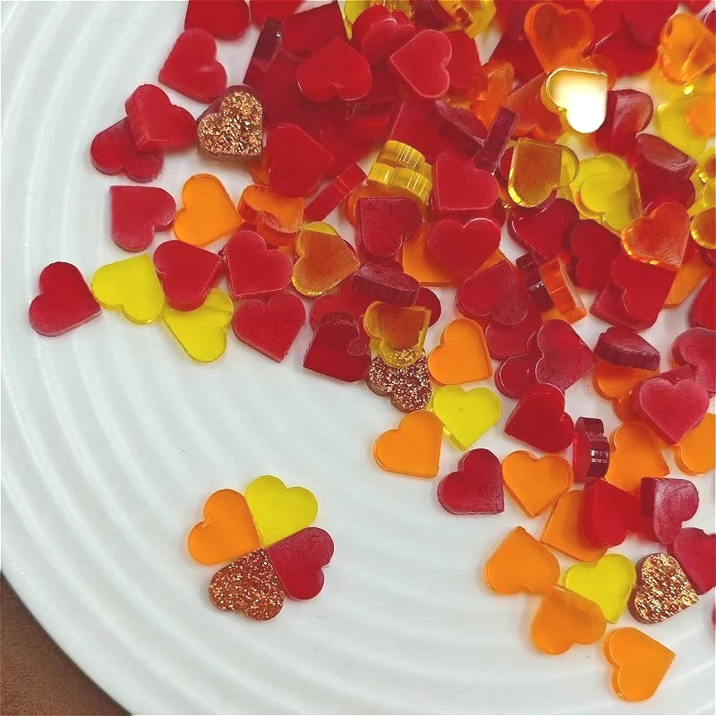 

Around 107pcs Soft Acrylic Mosaic Tiles transparent heart Mix Colorful Tiles DIY Mosaic Making for Craft Arts Accessories 917