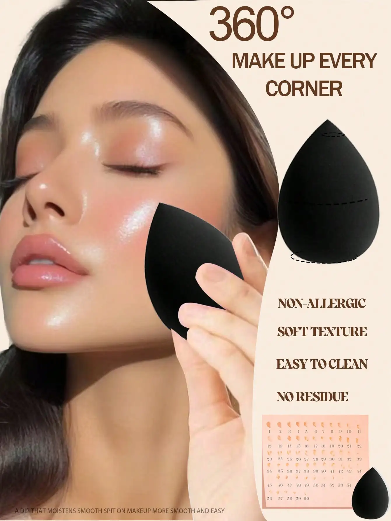30/20/15/10/8//6/5/3/2pcs Multi-Functional Black Makeup Sponges, Liquid/Cream/Powder Seamless Smooth Makeup Sponges