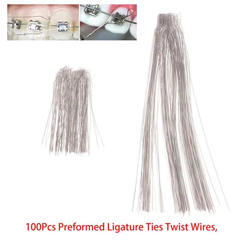 

100pcs Dental Kobayashi Wire Preformed Ligature Ties Twist Wires Stainless Steel For Dentistry Braces Dental Materials