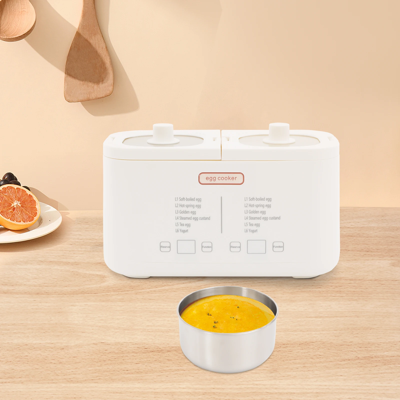 

PP Egg Cooker,White Rectangular Rapid Egg Cooker Touch Screen Control Capacity 8 Eggs for Family Breakfasts,Portable Cooking