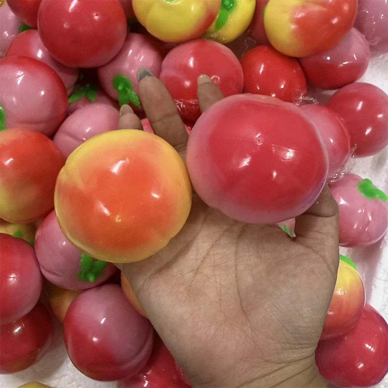 Crunchy Squishy Peach Handmade Stress Ball Crispy Sound Squeeze Toy Round Blocks Filled Stress Relief ASMR Sensory Fidget Toy