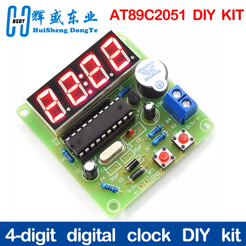 AT89C2051 reloj electrónico Digital de 4 Bits, Suite de producción electrónica, DIY Kit de aprendizaje para Arduino