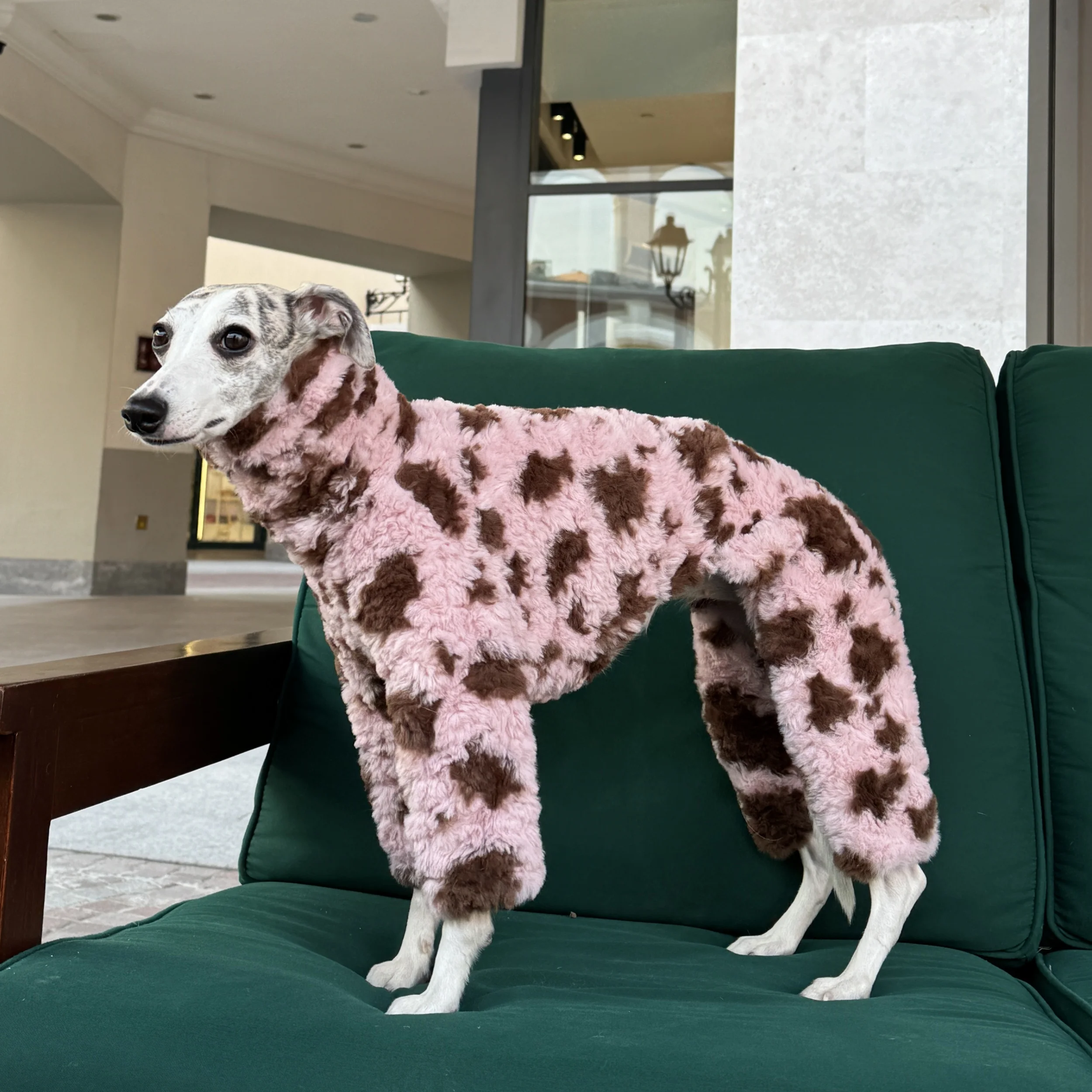 

Pink Elegant Sweater for Dogs Winter Thick Soft 4-legged Fleece Coat for Italian Greyhound Warm High-neck Jumpsuit for Whippet