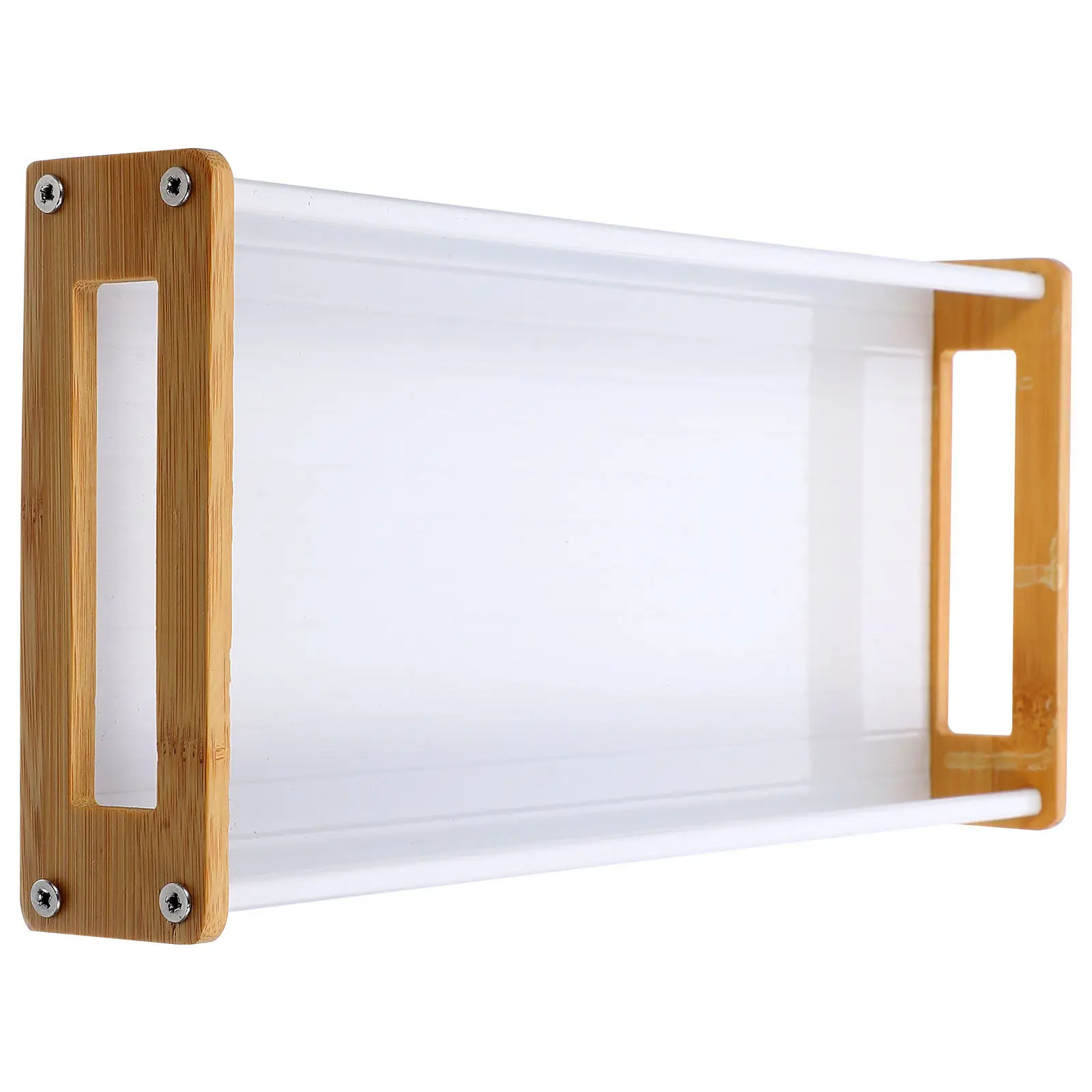 

Поднос-органайзер для туалетных принадлежностей из бамбука и алюминия, долговечный, многофункциональный, для хранения украшений, для спальни, ванной комнаты, столешницы