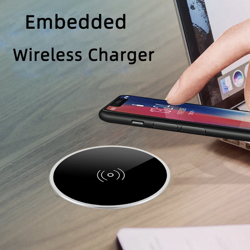 Built in Desktop Wireless Charger Pad Table Furniture Desk Embedded Qi Fast Wireless Charging For iPhone 12 13 Pro Max X Samsung