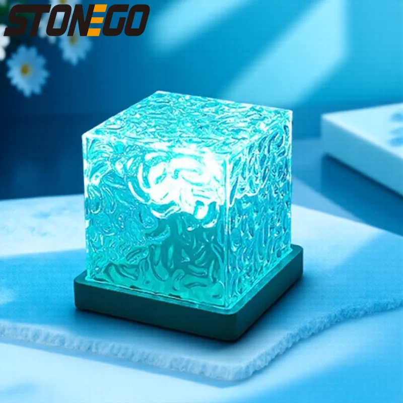 

16-цветный проектор Ocean Wave Aurora с кристаллическим пламенем, RGB пульт дистанционного управления с регулируемой яркостью, динамическая вращающаяся декоративная лампа для гостиной