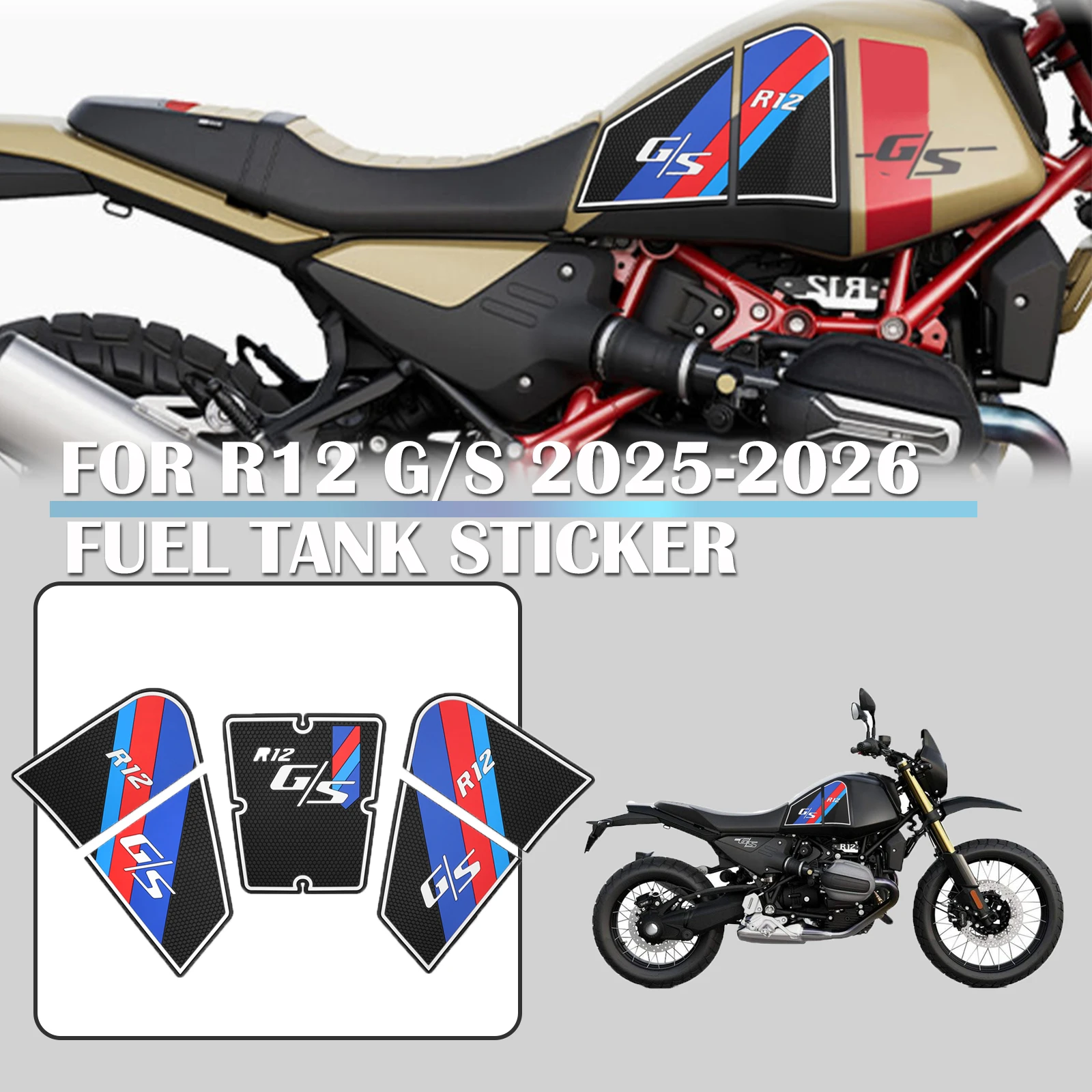 

For BMW R12 G/S R12 G R12 S 2025-2026 New Motorcycle Fuel Tank Pads Sticker Side Gas Knee Grip Protector Traction Decals