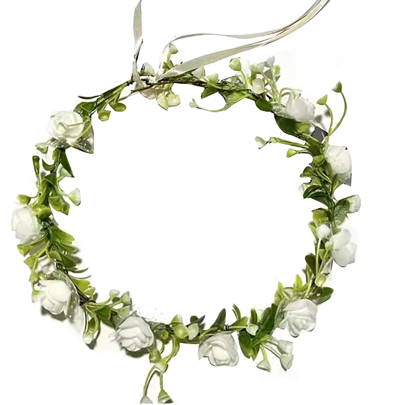 Women Girl Forest Style Luminous Wreath Rural Wedding Plant Flower Wreath Headwear LED Light Wreath Garland Decoration Hairband