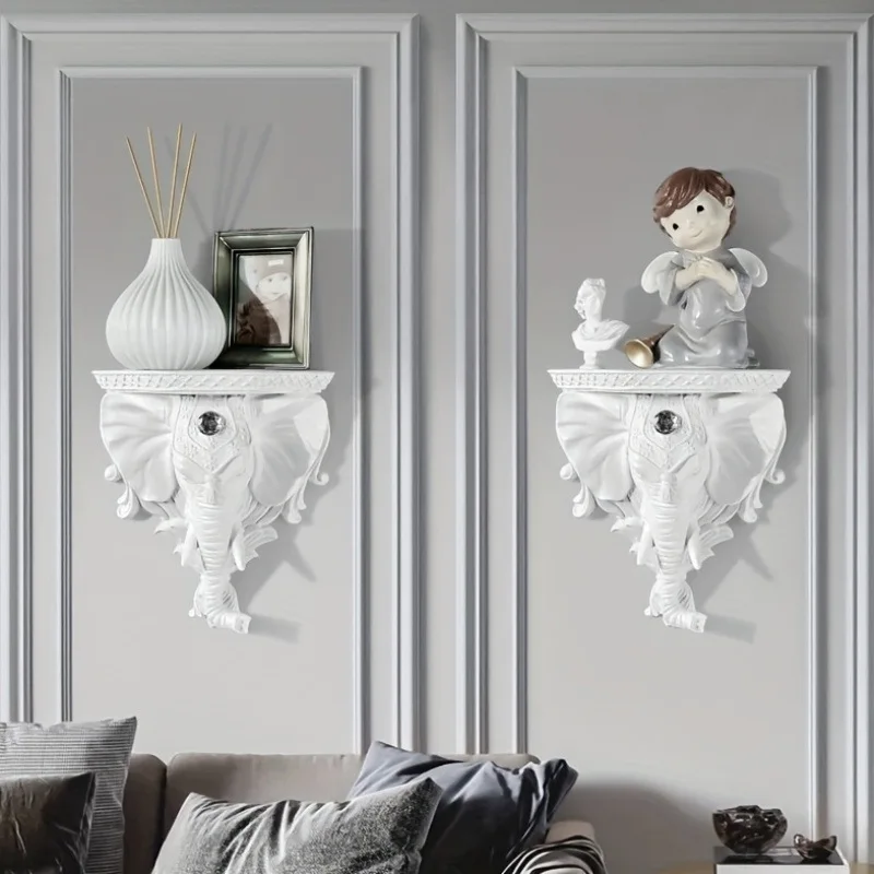 Elephant head wall decoration, three-dimensional wall decoration, shelf shelf partition wall shelf decoration