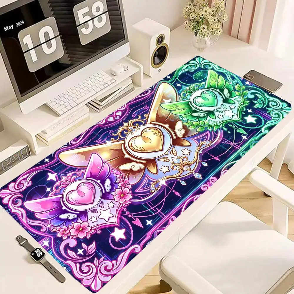 Fantasy Golden Wing Crystal Heart Print table mat laptop office desktop large size keyboard accessories mousepad