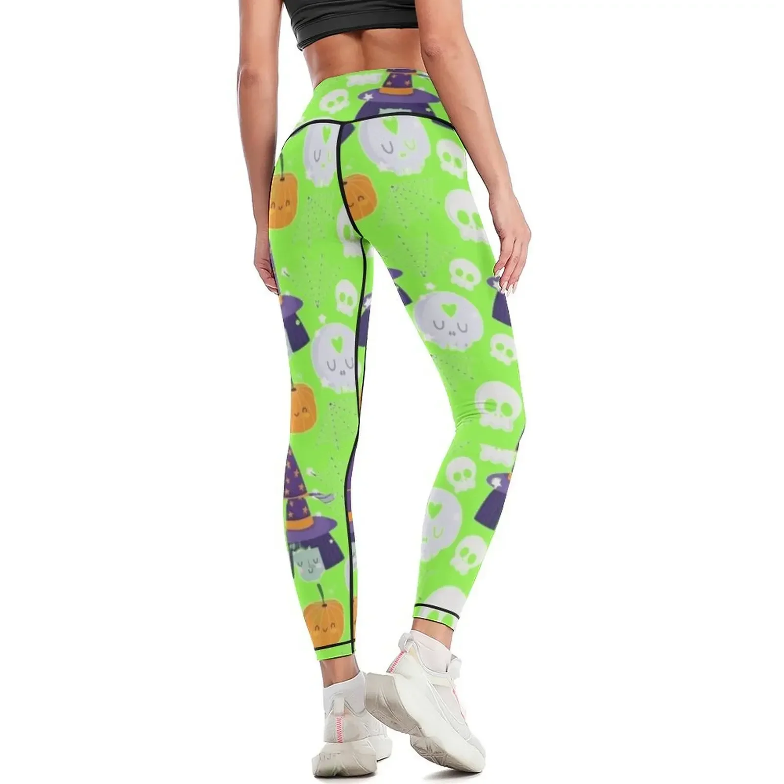 هالوين مضحك اليقطين القط روح نمط طماق اللياقة البدنية الملابس سراويل رياضية رياضية لصالة الألعاب الرياضية يغطي الرجل مثير امرأة المرأة طماق #3