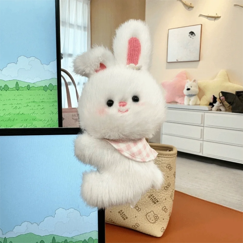 

Portable Plush Doll Computer Clip Little Fox Hug Shape Little White Rabbit Doll Computer Decorative Dolls