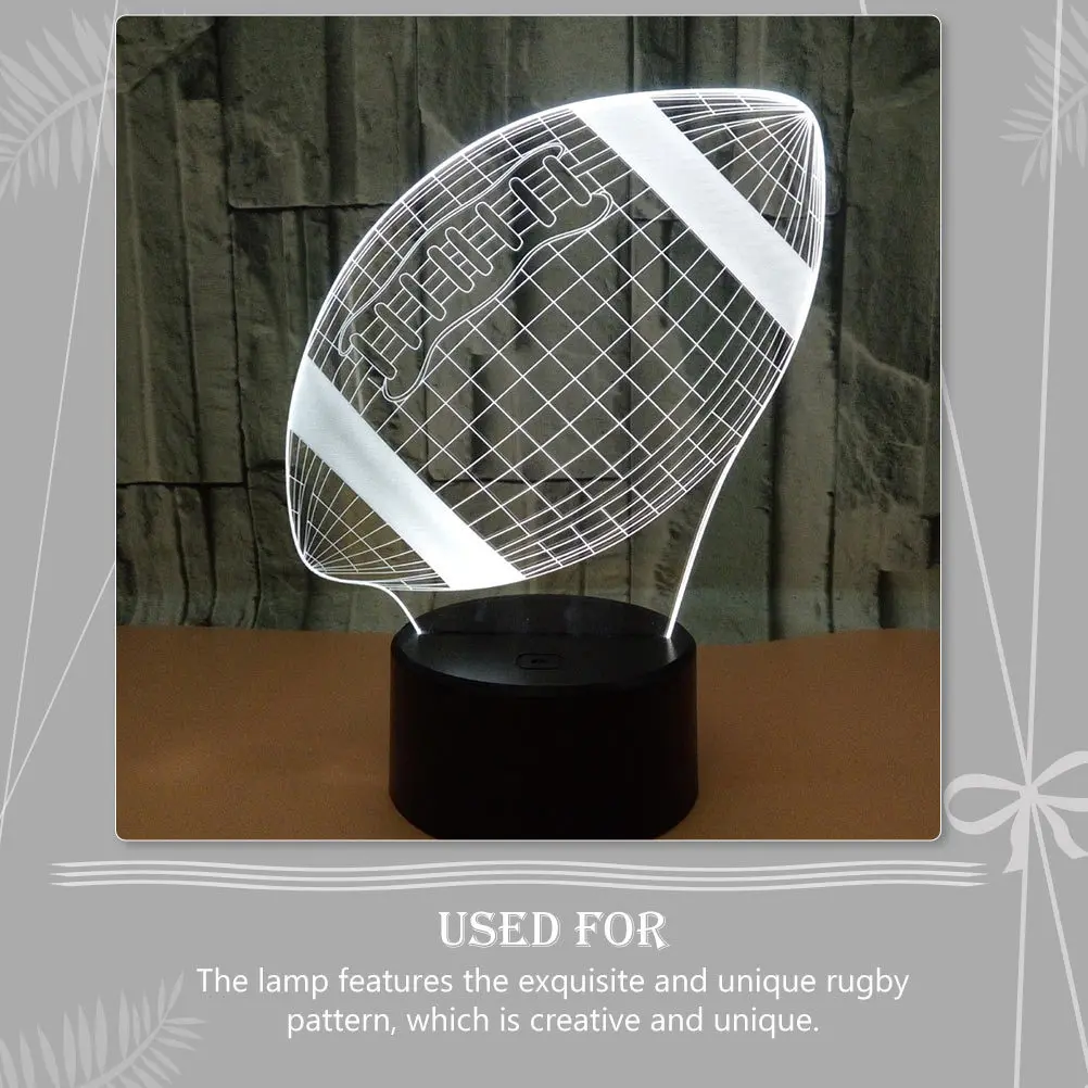 1 مجموعة 1 مجموعة Led مصباح طاولة صغير نمط الرجبي ثلاثية الأبعاد ضوء الليل البصري للمنزل ديكور غرفة نوم مكتب إضاءة ديكورية أسود #1