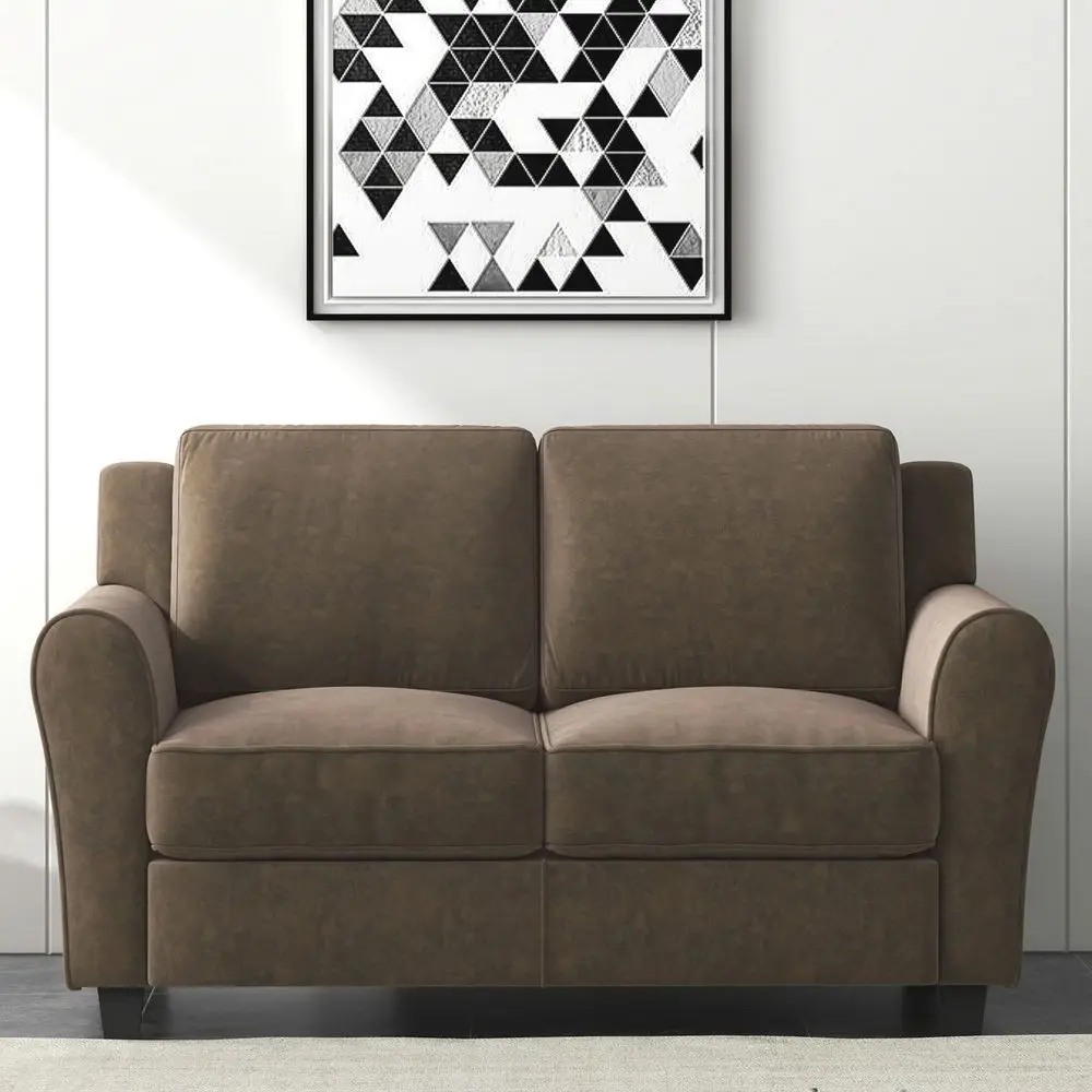 

58 Brown Loveseat Sofa Couch for Living Room, 2 Seater Love Seat for Small Spaces, Modern Couches with Thick Cushion for Home A