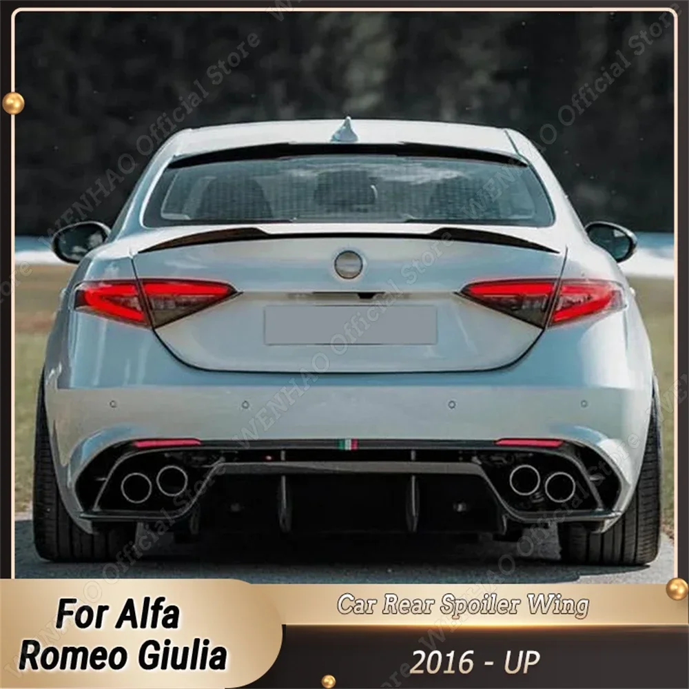 Car Rear Trunk Spoiler Lip Wing For Alfa Romeo Giulia Spoiler 2016 - UP Body Kit Refit Decoration Fixed Wind Wing Gloss Black