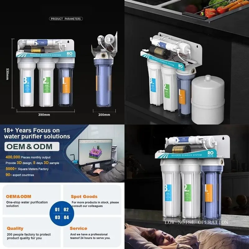 High-precision five-stage RO purifier reverse osmosis system for household kitchen sinks and faucets