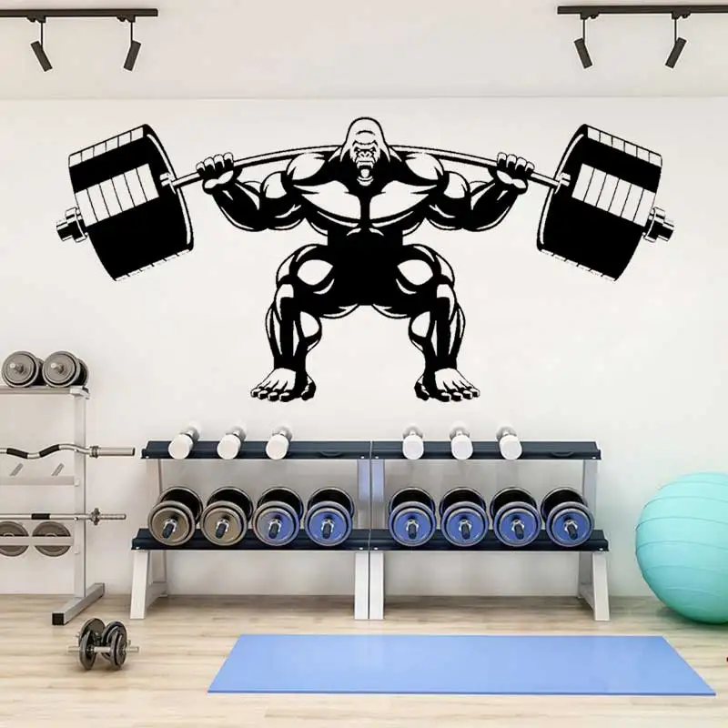 

Gorilla Gym Vinyl Wall Sticker Boost Fitness Motivation Muscle Barbell Gym Workout Find Sports Poster Workout Art Deco Sticker 9