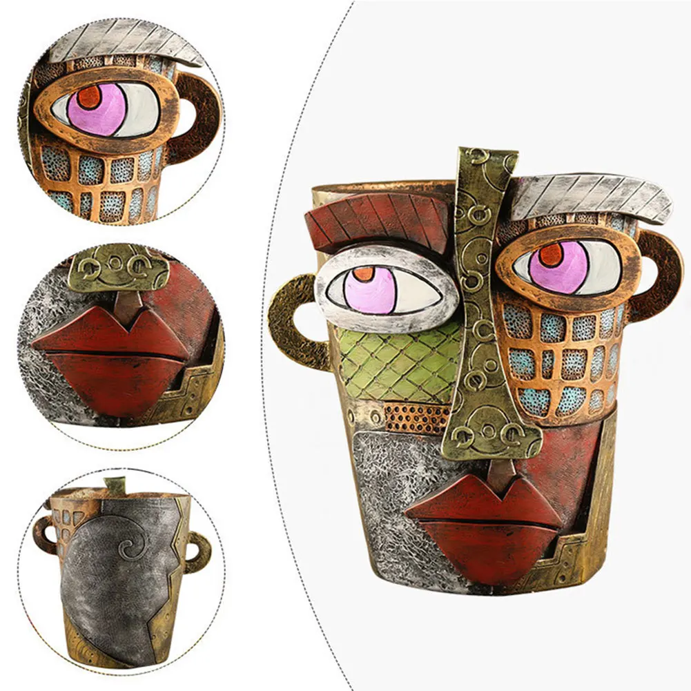 

Кашпо из смолы в форме абстрактного лица, забавное кашпо-фигурка, художественное кашпо для сада и декора на открытом воздухе