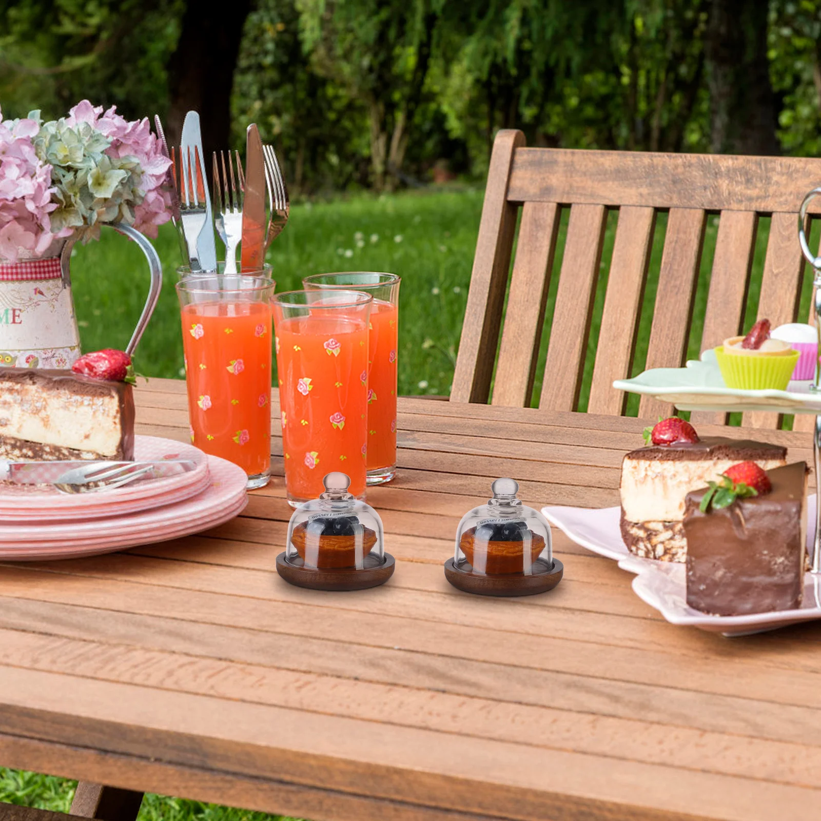 

Mini Cake Plate Wood and Glass Dome Covered Dessert Tray Perfect for Home Party Birthday Wedding Food Serving Stand