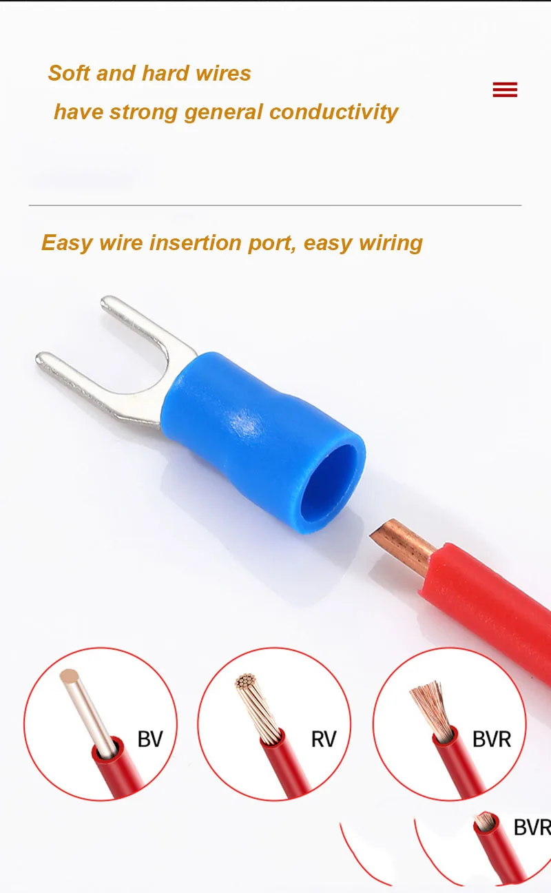 50Pcs SV3.5-4 5 6  Series Insulated Fork Spade U-Type Wire Connector Electrical Crimp Terminal For 14-12AWG 2.5-4mm Cable