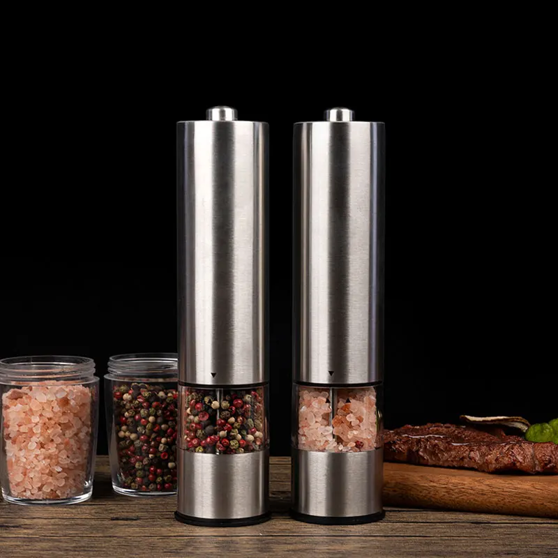 Electric Salt And Pepper Grinder, Stainless Steel,  Kitchen Outdoor Barbecue Seasoning  Cooking Tools,4 No. 5 Batteries