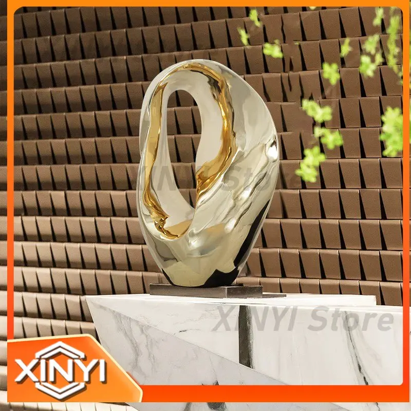 Creative Abstract Sculpture for Room Decor Fushou Circular Ring Sculpture for Foyer Desktop Decoration Lobby Art Living Room