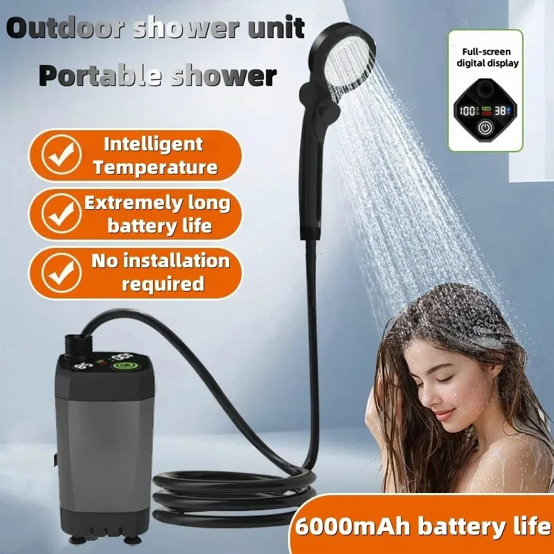 

Portable Camping Shower 6000mAh Rechargeable Electric Pump with Intelligent LED Display and Shower Head