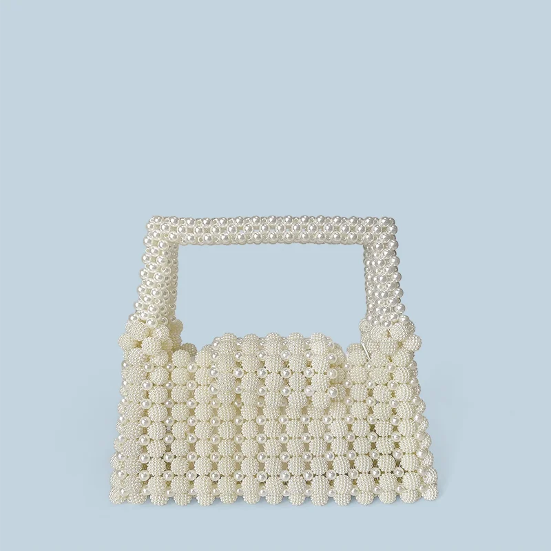 

Handmade beaded new pearl bag, woven bag, beaded handbag, finished product ins, simple three-dimensional small square bag