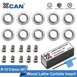 XCAN Carbide Inserts Cutters 10pcs 12X2.5mm 30 Degrees for Wood Lathe Turning Finisher Hollower Tools