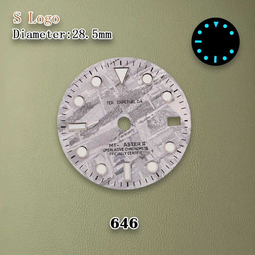 جديد 28.5 مللي متر S شعار NH34 نيزك GMT الطلب صالح NH35 حركة الجليد الأزرق مضيئة ساعة عالية الجودة تعديل اكسسوارات أدوات