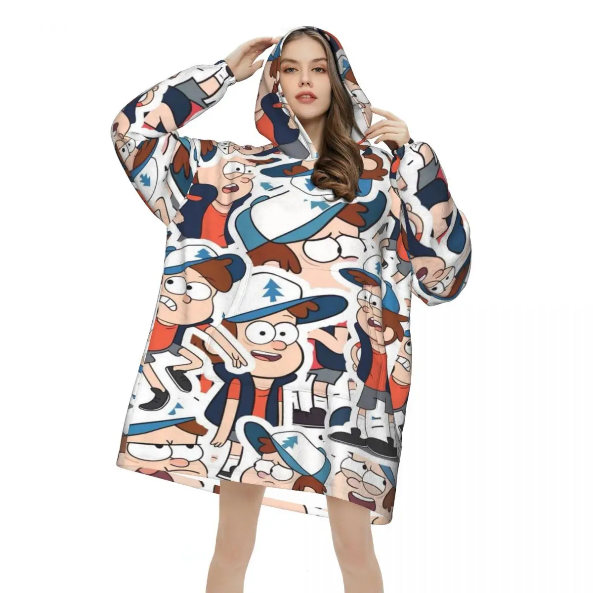 Gravitys Falls Blanket Hoodie Oversized Wearable Sweatshirt Blanket Warm Gifts for Women Girls Girlfriend
