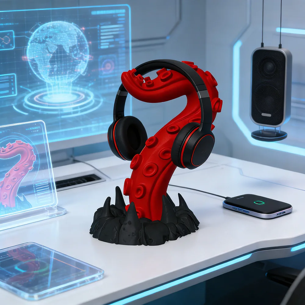 

3D-печатная полка для наушников в форме щупальца осьминога, универсальная вешалка для наушников, персонализированная настольная подставка, держатель для хранения орнаментов