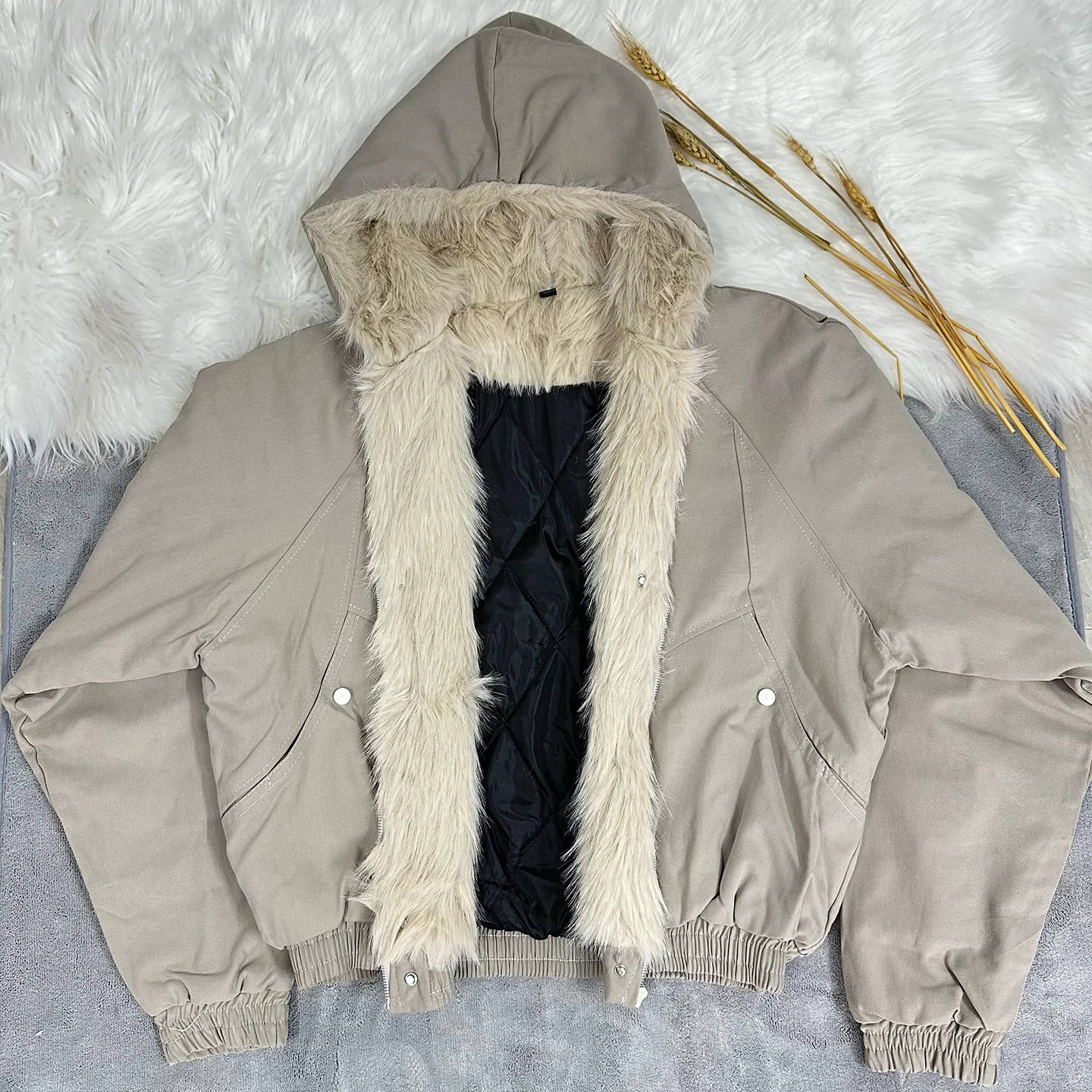 

Cleanfit Cotton Jaet Hooded Men's American Sle Thiened Deconstructed Youthful Fur Collar Casual Outerwear Coat
