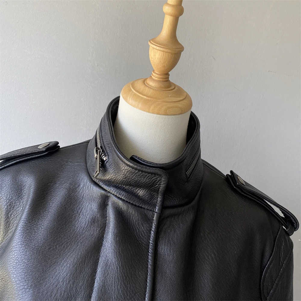 Jaxmonoy Cappotto invernale in pelle di pecora 2025 Autunno Nuovo arrivo Giacca in vera pelle da donna Moto Biker Zipper Jacke Lady Fashion Capispalla