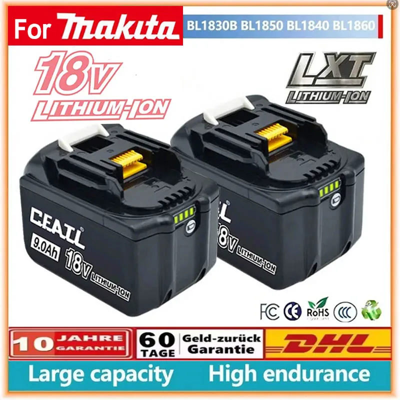 

For Makita 18V 9AH Battery Rechargeable Li-ion Lithium-ion 9000mAh Batteries Charger for BL1860B BL1850 BL1830 BL1815 LXT400