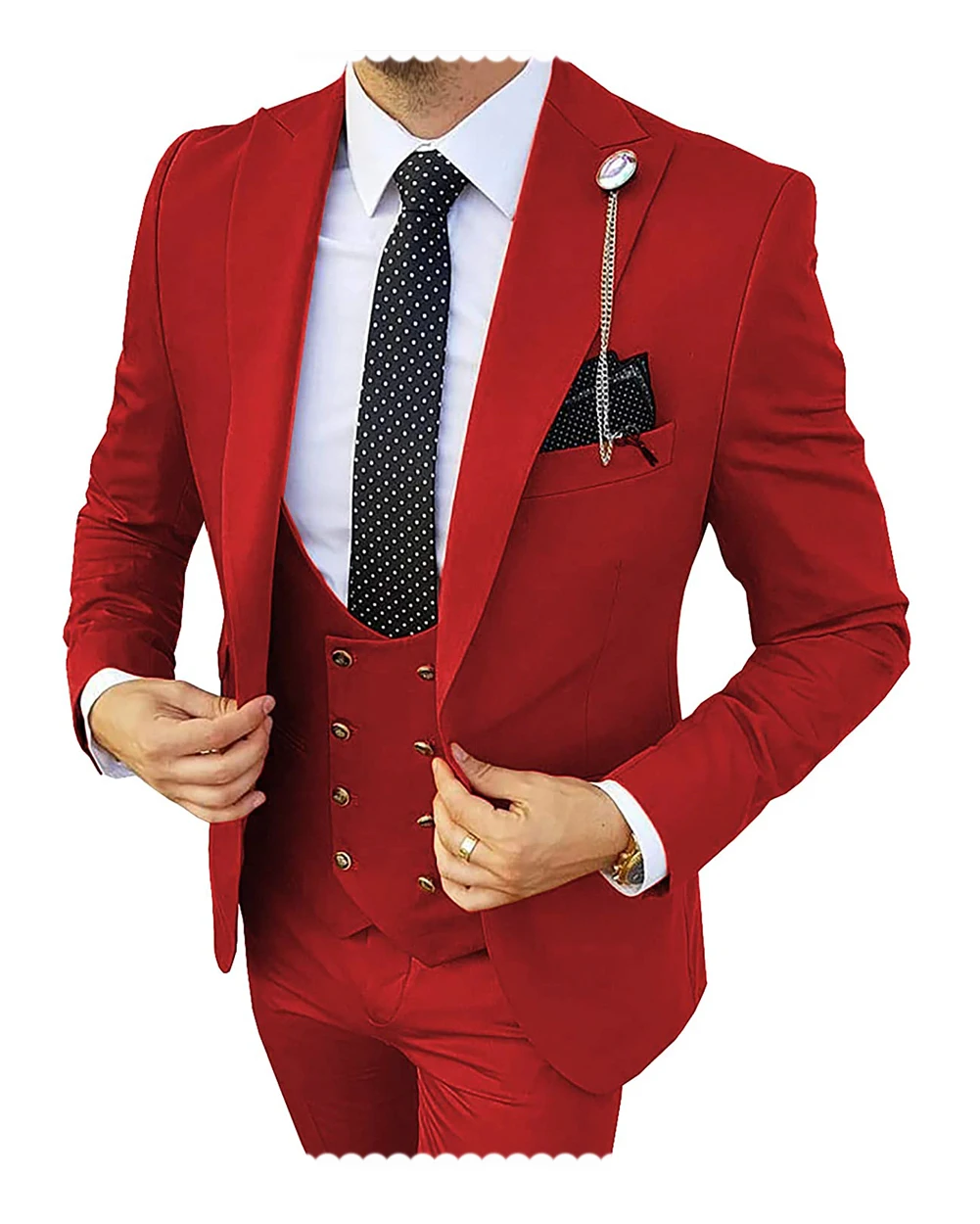Formal Men 3 Pieces Tuxedos Slim Fit Business Suits Groom Champagne Tuxedos Wedding Suit (Blazer+Pants+Vest)