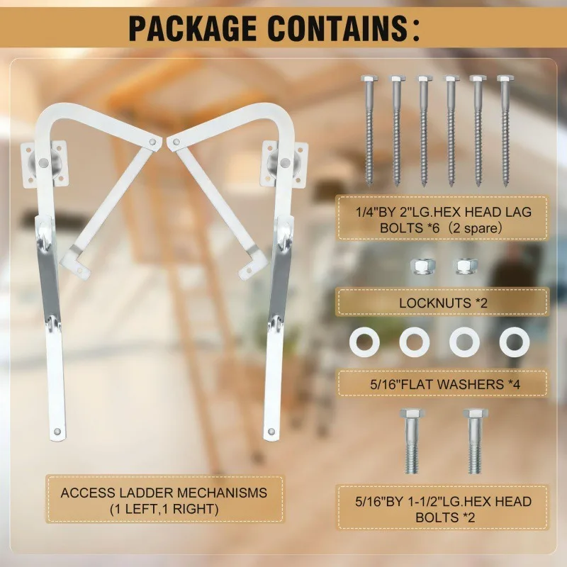 Attic Ladder Hinge Arms Replacement Compatible with Werner Mk5, WU2210, W2208, W2210 Pull‑Down Loft Ladder Repair Hardware Kit