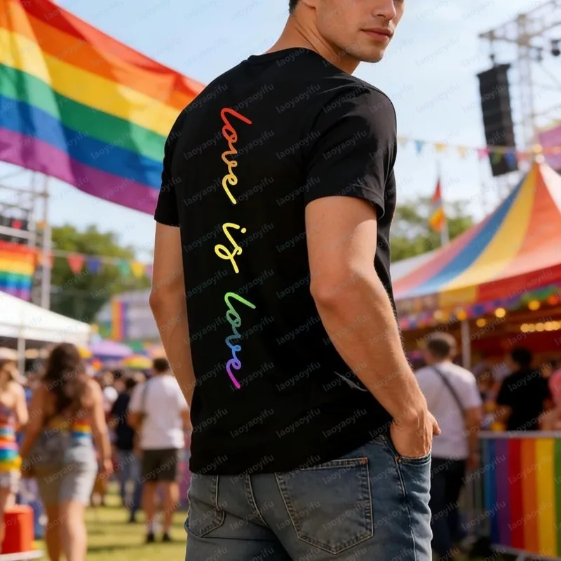 Pride T Shirt for Men LGBT Gay Pride Shirt Rainbow T-Shirt Love Is Love Short Sleeve Tee Tops Festival Vintage Fashion Camisetas view 3