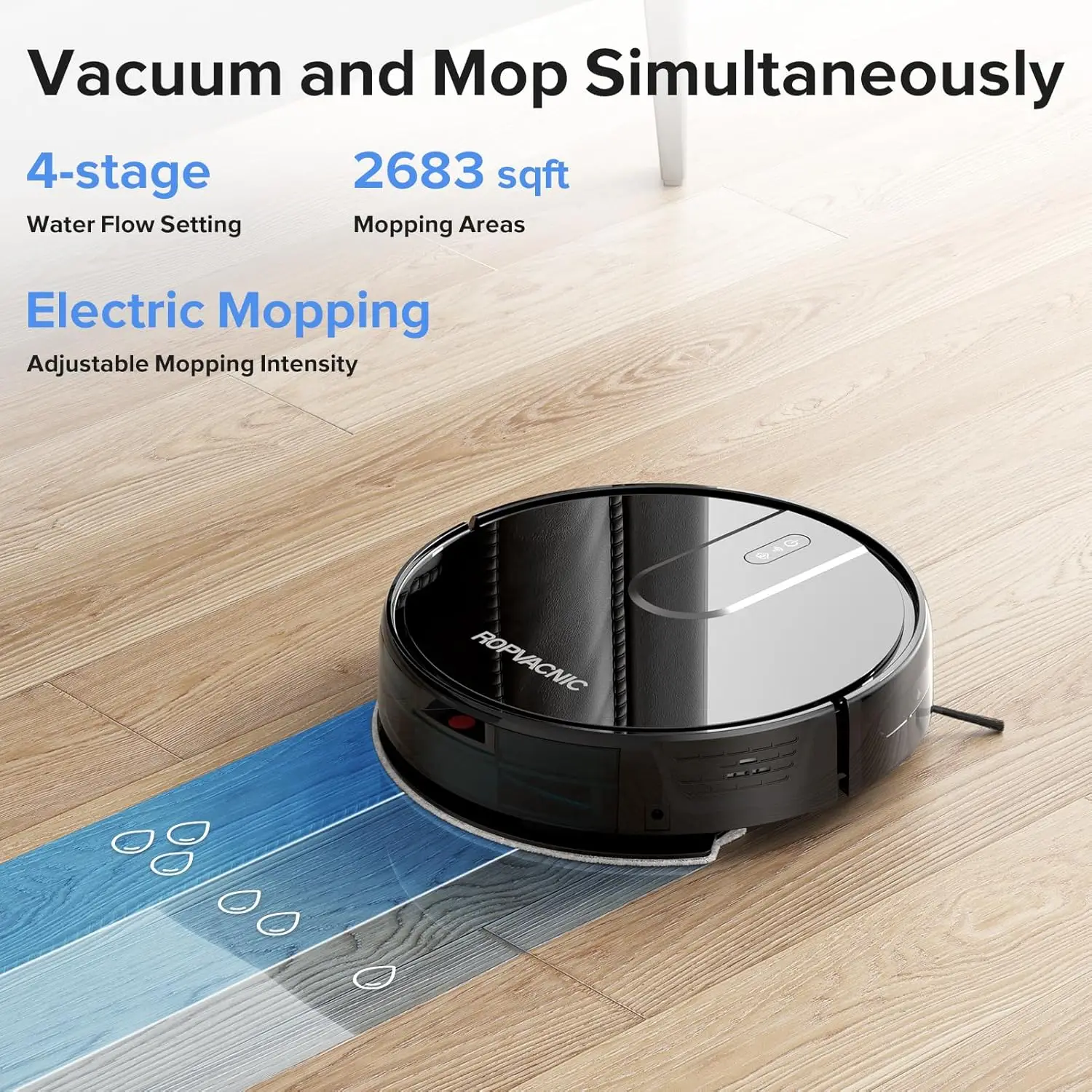 Vacuum Cleaner Robot Vacuum and Mop Combo with 4000Pa Suction, Personalized Cleaning Adjustments, Self-Charging Robotic Vacuum