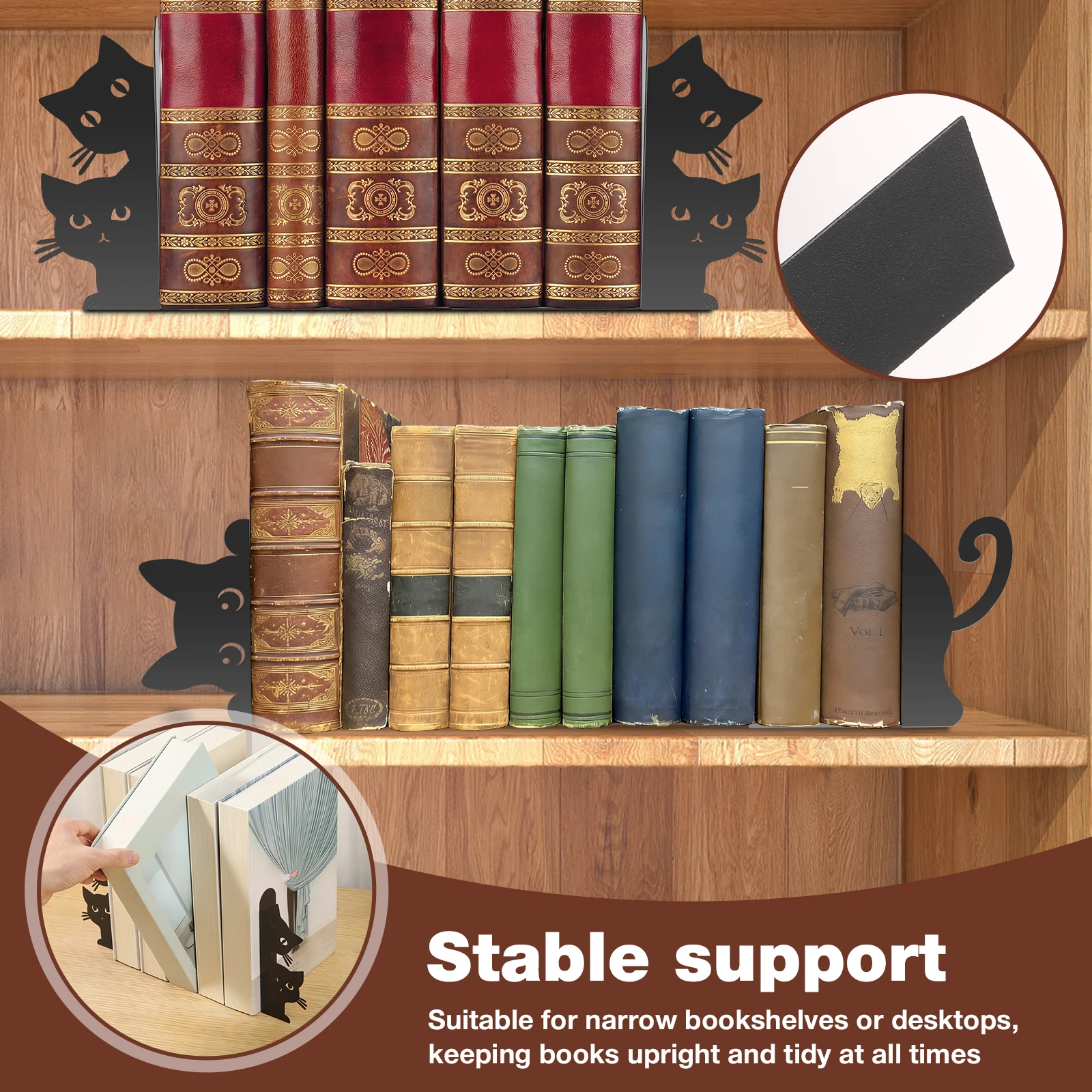 Cat Shaped Metal Bookends 3