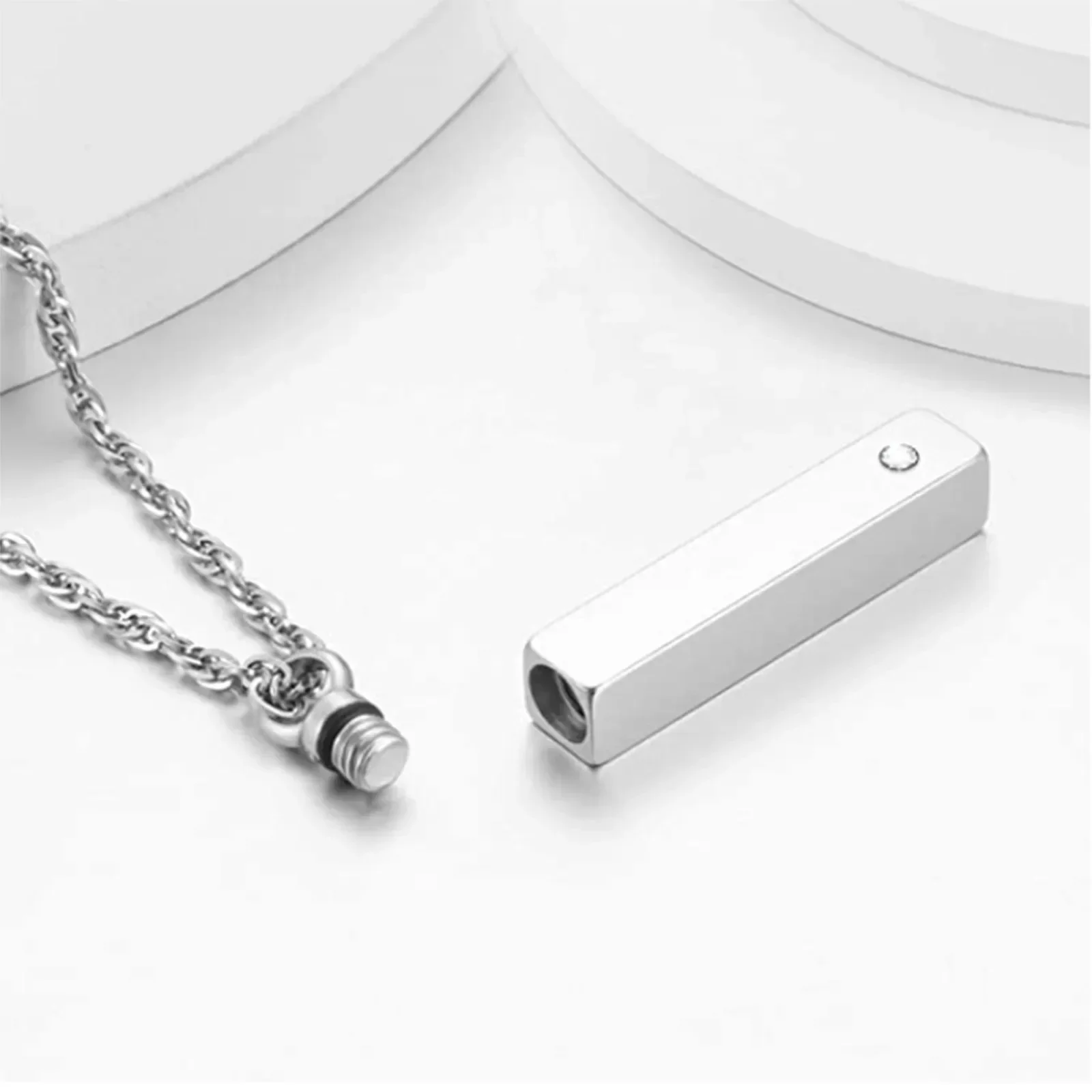 Cremation Jewelry Urn Necklace for Ashes for Men Women Keepsakes for Ashes Stainless Steel Memorial Bar Pendant Necklaces