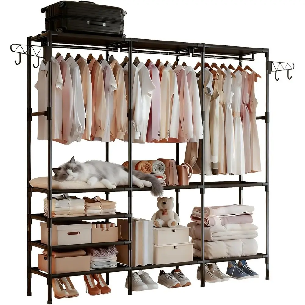 

Portable Closet,ree Standing Clothes Rack,Clothes Storage Closet,Closet Racks or Hanging Clothes or Hanging Clothes with 4 Hooks