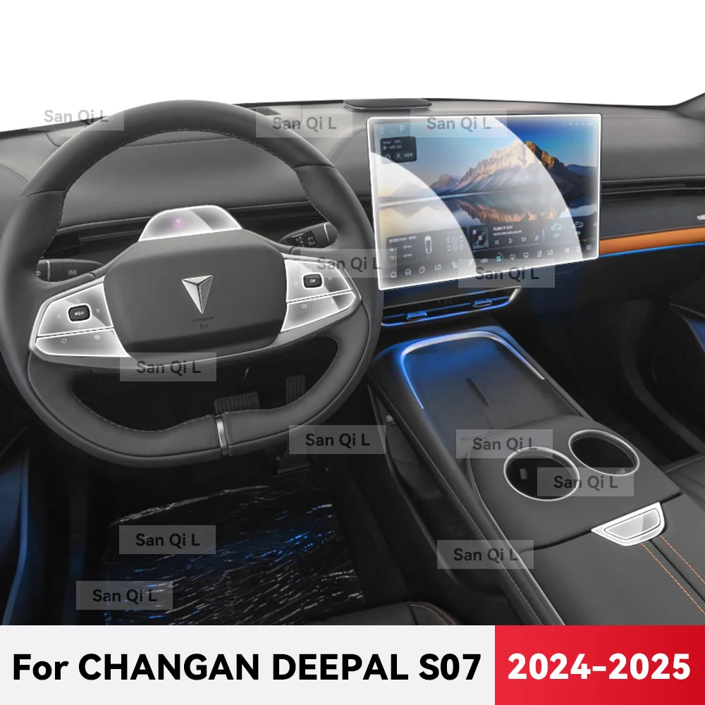 Transparent TPU For CHANGAN DEEPAL S07 2024 Car Center Console Media Dashboard Navigation Anti-scratch Protector Interior Film