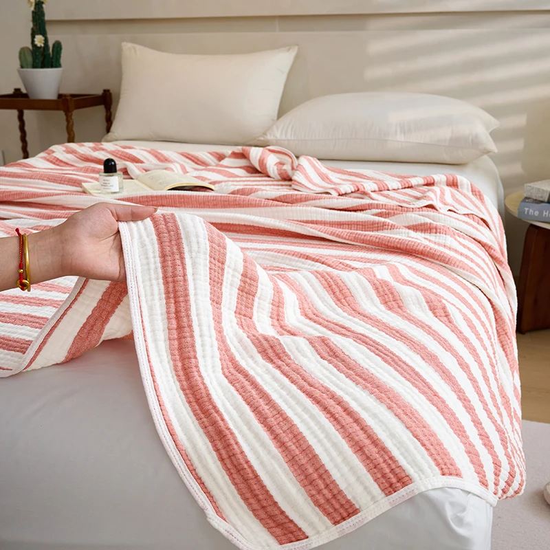 1 Pc Pure Cotton Gauze Blanket Muslin Jacquard Weave Tassel  Bed Throw Decorate Sofa Bed Cover Air Nap use