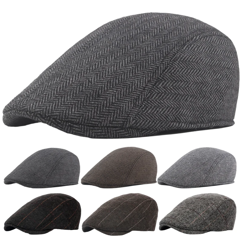 Winter Vintage Plaid Newsboy Beret Classic British Style Checkered Hat for Women Men Versatile Street Fashion Cotton Painter Hat