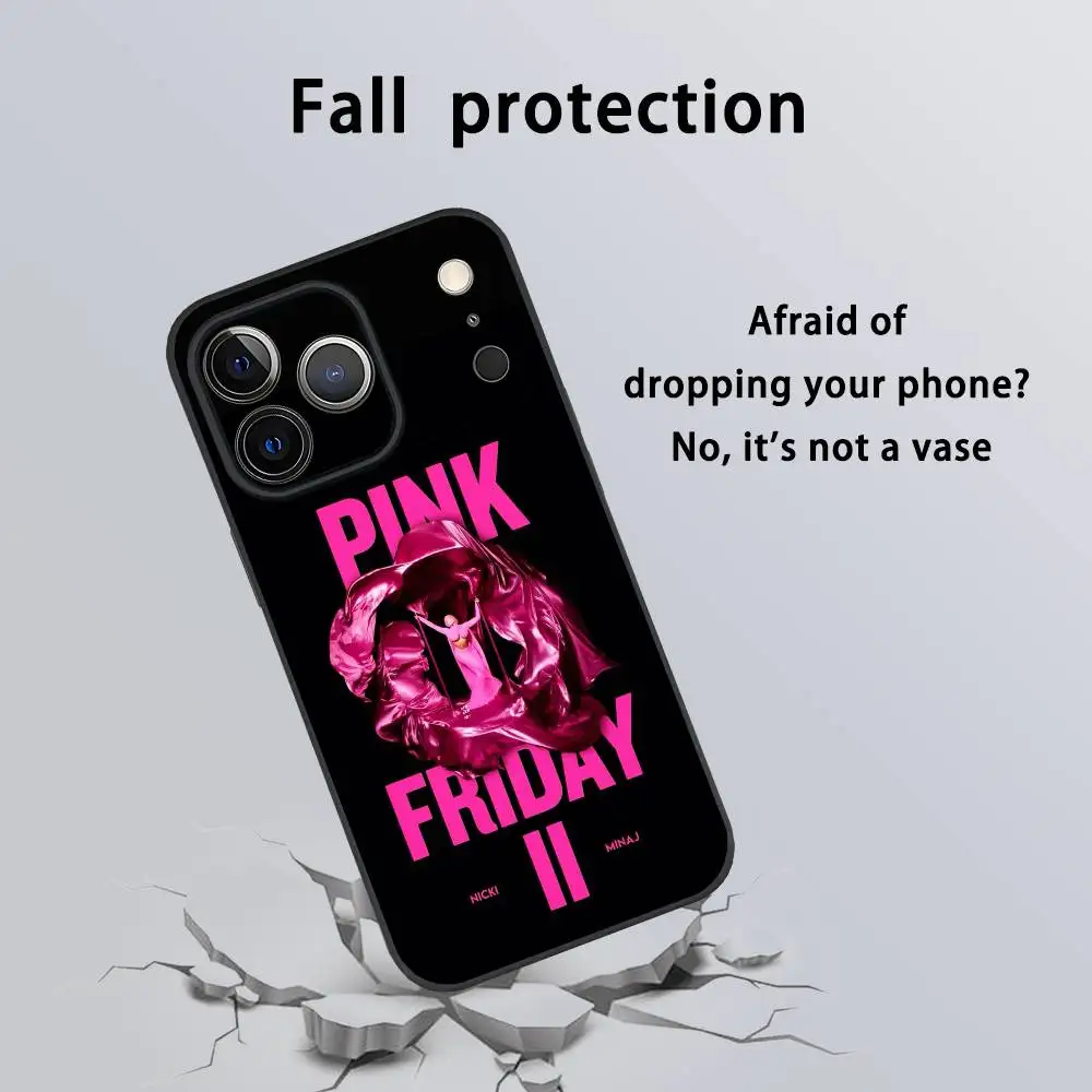 N-Nicki Minaj Pink F-Friday Phone Case For iPhone 17 16 15 14 13 12 11 Pro Max Plus Mini Black Frosted Soft Shell Funda